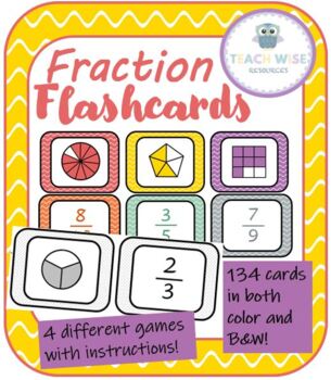 Preview of Fraction Flash card - Games included - Equivalent Fractions