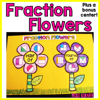 Preview of Fraction Flowers (Fun Spring Math Craft WITH A BONUS CENTER!!)