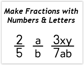 Preview of Fraction Font - Algebra - Make fractions with numbers and letters!