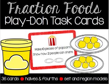 Preview of Fraction Foods Play-Doh Task Cards