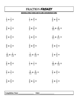 Fraction Frenzy: Adding and Subtracting Fractions Worksheets for 5th ...