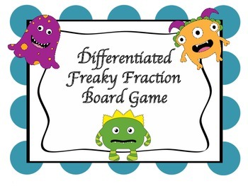 Preview of 5th Grade Fraction Game w/ Differentiated Word Problems based on Common Core