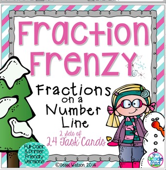 Preview of Fractions on a Number Line Task Cards  Both Color/Ink-Friendly