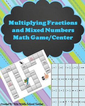 Preview of Multiplying Fractions & Mixed Numbers Game/Center