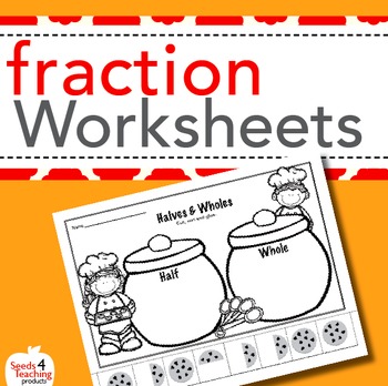 Preview of Fraction worksheets for Kindergarten and First Grade