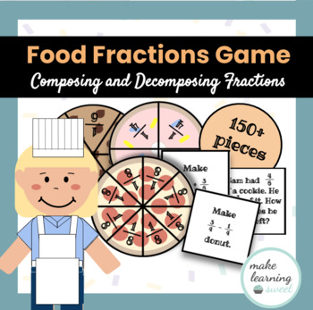 Preview of Fraction Game - Composing Fractions and Decomposing Fraction Foods Center