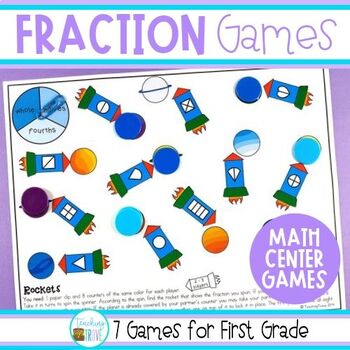 Preview of Fractions 1st Grade - Fraction Fun with Games to Identify Fractions