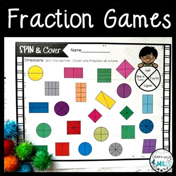 Preview of Fraction Games - Halves, Fourths, & Eighths