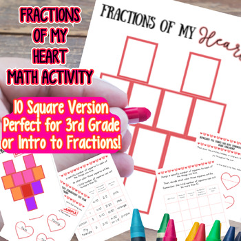 Preview of Fraction Heart Equivalent Unit Math Craft Valentines Activity SEL Color May