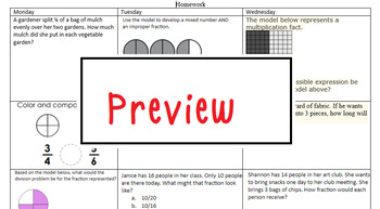 Preview of Fraction Homework Packet