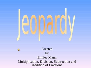 Preview of Review- 5th Grade Fraction Jeopardy **No Prep**