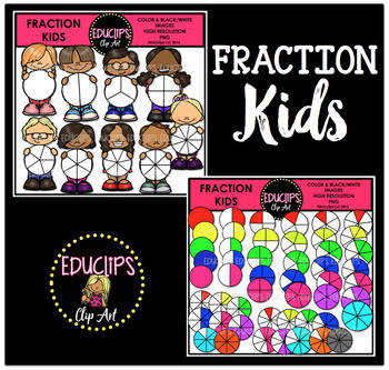 Preview of Fraction Kids Clip Art Bundle {Educlips Clipart}