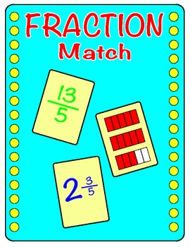 Preview of Fraction Match Game - Improper Fractions and Mixed Numbers