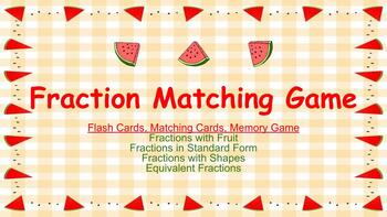 Preview of Fraction Matching Game (with pictures, numbers, and equivalent fractions)