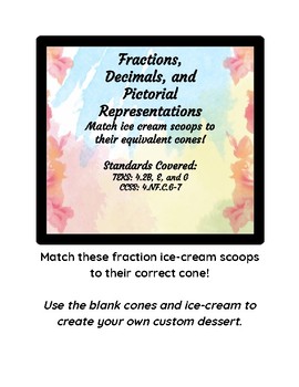 Preview of Fraction Matching with ice cream cones and scoops
