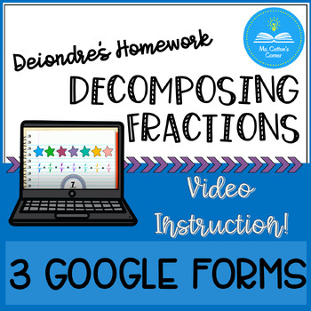 Preview of Fraction Math Activities - Self Grading Google Forms -Video Instruction -4th/5th