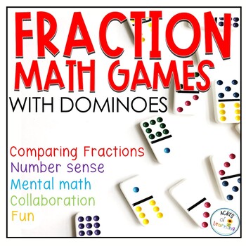 Preview of Comparing Fractions Activities | 3rd Grade Math Games | Domino Domination