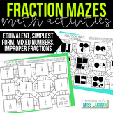 Fraction Math Maze Centers or Station Worksheets - Fourth Grade