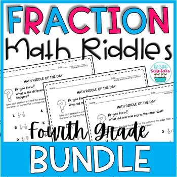 Preview of Fraction Math Riddles 4th Grade BUNDLE