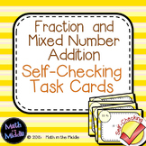 Fraction & Mixed Number Addition Self Checking Task Cards