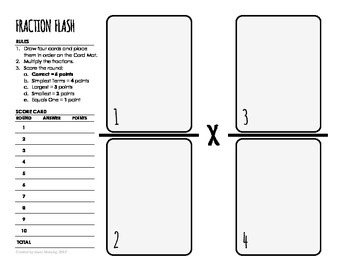 Preview of Fraction Multiplication Game Card Mat