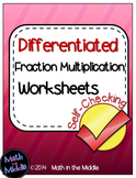 Fraction Multiplication Self-Checking Worksheets - Differentiated