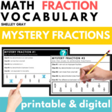 Fraction Vocabulary Math Mystery Numbers - Problem-Solving