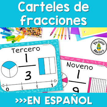 Preview of Fraction Name Posters in Spanish with Student Handouts Carteles de fracciones