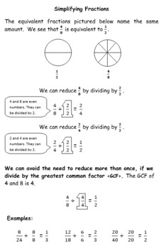 Preview of Fraction Notes (Basic Skills through Operations with Fractions)