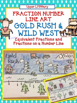 Preview of Fraction Number Line Art GOLD RUSH and WILD WEST - Distance Learning