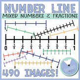 Fraction Number Line Clip Art - Mixed Numbers on a Number 