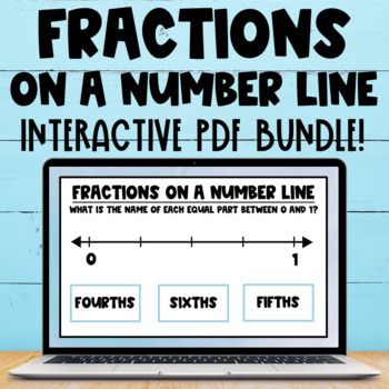 Preview of Fractions on a Number Line Interactive PDF and Boom Card Bundle