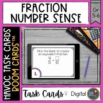 Preview of Fraction Number Sense Havoc Boom Cards™ Digital Task Cards