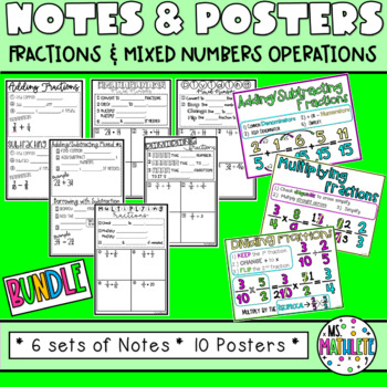 Preview of NOTES AND POSTERS BUNDLE:  Fraction Operations