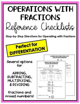 Preview of Fraction Operation Reference Checklists