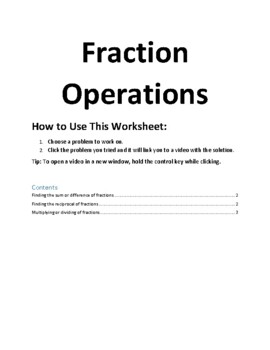 Preview of Fraction Operations
