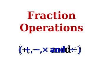 Preview of Fraction Operations (Adding, Subtracting, Multiplying and Dividing)