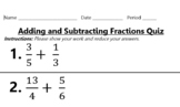 Fraction Operations Assessment Pack (Keys Included)