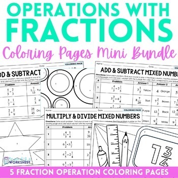 Fraction Operations Coloring Pages Mini Collection by Lindsay Perro