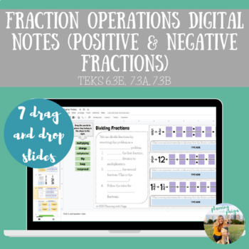 Preview of Fraction Operations Digital Notes (Positive & Negative Fractions)