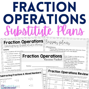 Preview of Fraction Operations Substitute Plans