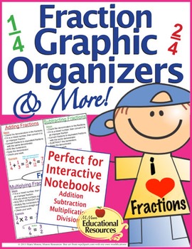 Preview of Fractions - Graphic Organizers, Interactive Notebook, Guided Notes, & More