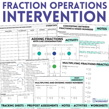 Preview of Fraction Operations Math Intervention Packet