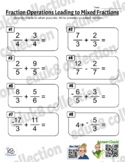Fraction Operations Leading to Mixed Fractions  w/ Answer Check