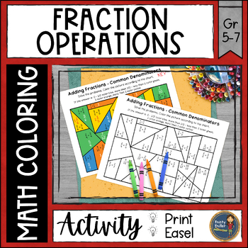 Preview of Fraction Operations Math Color by Number Pages