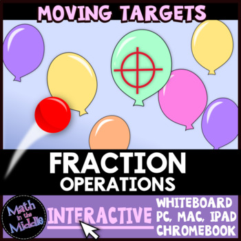 Preview of Fraction Operations Math Review Game - Digital Moving Targets Game