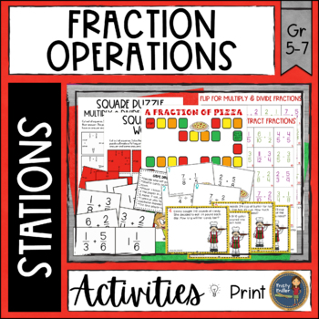 Preview of Fraction Operations Math Stations