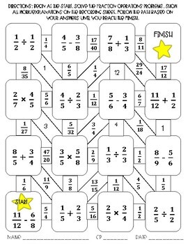 Fraction Operations Maze Activity by Sixth Grade Teachers | TpT