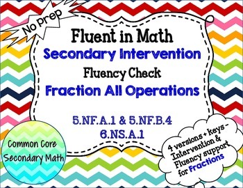 Preview of Fraction Operations Mixed : RTI Intervention No Prep Fluency