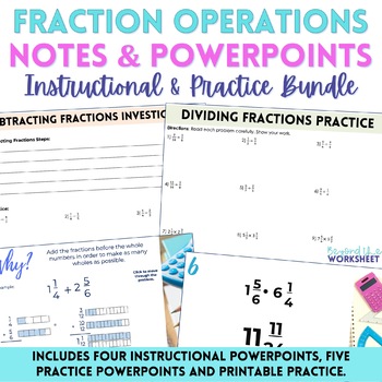 Preview of Fraction Operations Notes and PowerPoint Math Bundle